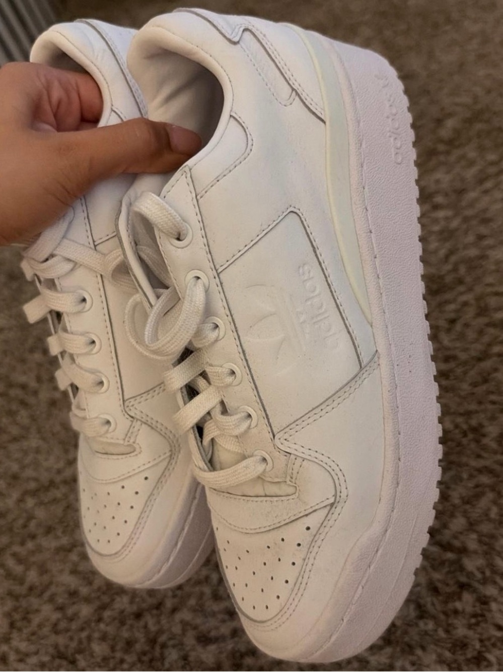 adidas Women's White Low-Top Leather Court Sneakers